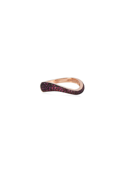 Shop Kavant & Sharart ‘talay' Micro Ruby Pavé 18k Rose Gold Wave Ring
