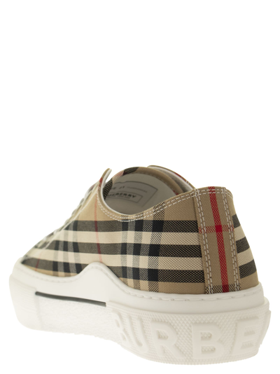 Shop Burberry Vintage Check Cotton Sneaker In Beige