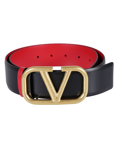 Shop Valentino Logo Buckle Belt In Black