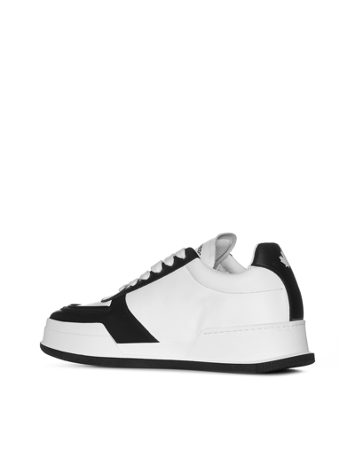 Dsquared2 Canadian Low Top Leather Sneakers In White Black