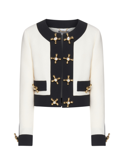 Moschino Cropped Colorblocked Jacket In Multicolor | ModeSens