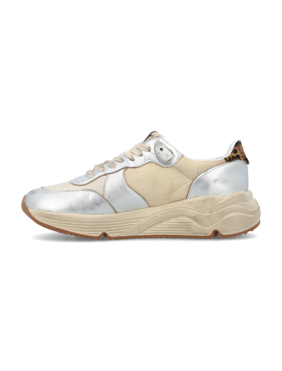 Shop Golden Goose Running Sole Sneakers In Biege Silver Rose