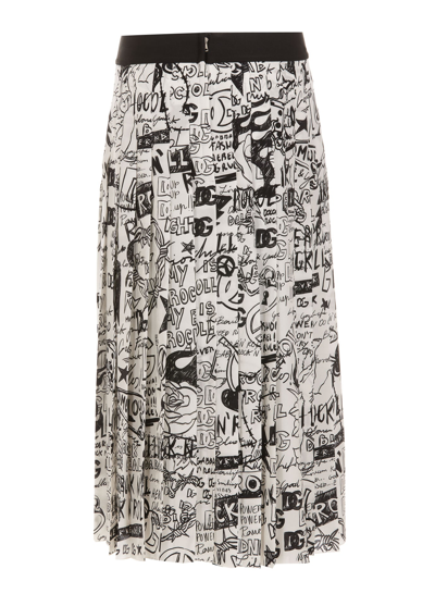 Shop Dolce & Gabbana Dg Graffiti Midi Skirt In Multicolor