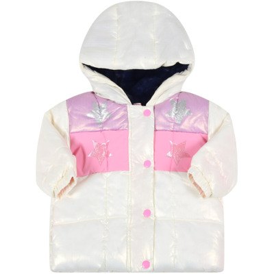 Shop Billieblush Multicolor Jacket For Baby Girl With Stars In Ivory