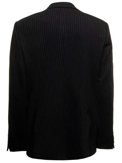 Shop Dolce & Gabbana Charchoal Pinstriped Blazer In Jersey  Man In Grey