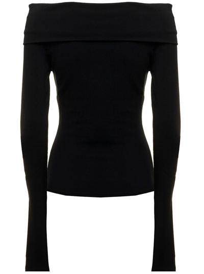 Shop The Andamane Black Kaia Top In Crepe Jersey With Off-the-shoulder Neckline  Woman