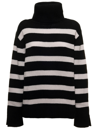 Shop Allude Black And White Striped Sweater In Knittted Cashmere Blend  Woman