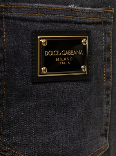 Shop Dolce & Gabbana Charcoal Slim-fit Jeans In Denim  Man In Grey