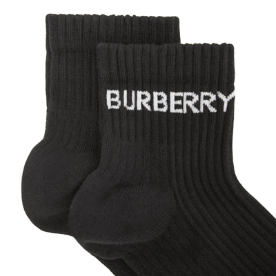 Shop Burberry Intarsia-logo Ankle Socks In Black