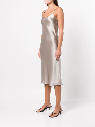 Shop Voz Sleeveless Silk Midi Dress In Grey