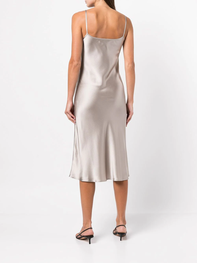 Shop Voz Sleeveless Silk Midi Dress In Grey