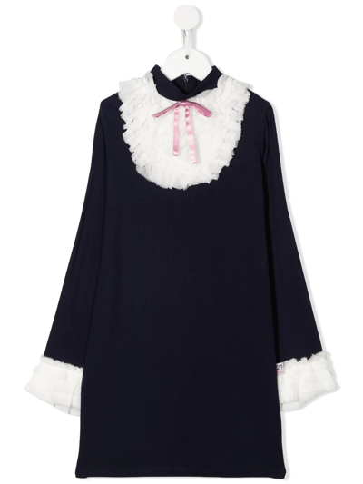 Shop N°21 Ruffled-detailing Long-sleeved Dress In Blue