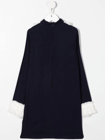Shop N°21 Ruffled-detailing Long-sleeved Dress In Blue