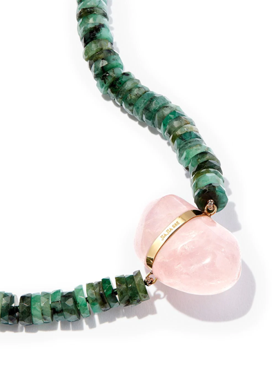 Jia Jia 14kt Yellow Gold Emerald And Rose Quartz Beaded Necklace In Gold