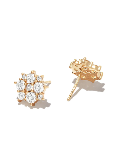 Sydney Evan 14kt Yellow Gold Cocktail Disc Diamond Stud Earrings In Gold