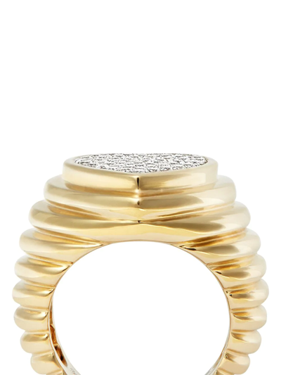 Shop Yvonne Léon 9kt Yellow Gold Heart Diamond Signet Ring