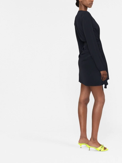 Shop N°21 Asymmetric Ruched Mini Dress In Black