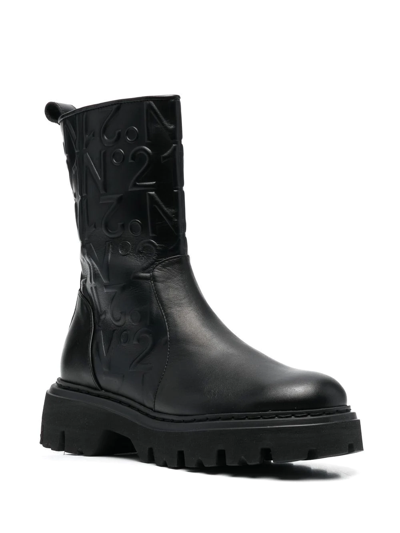 Shop N°21 Logo-embossed Combat Ankle Boots In Black