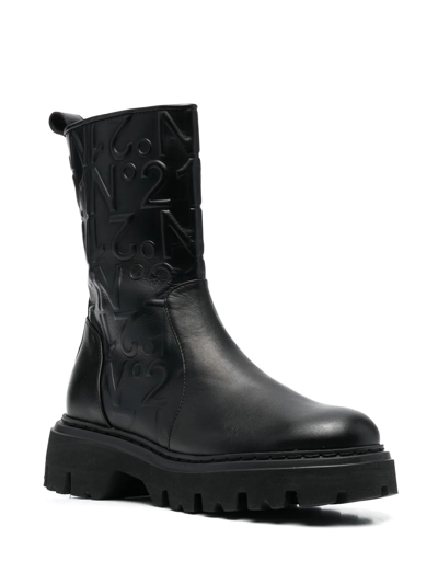 N°21 Logo-embossed Combat Ankle Boots In Black