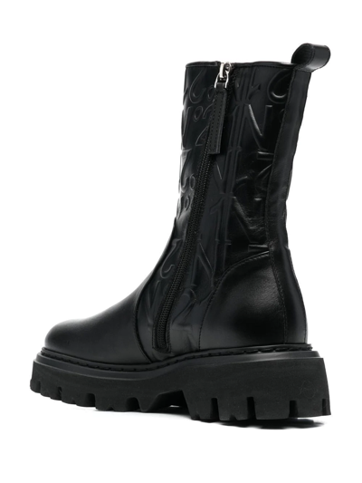 Shop N°21 Logo-embossed Combat Ankle Boots In Black