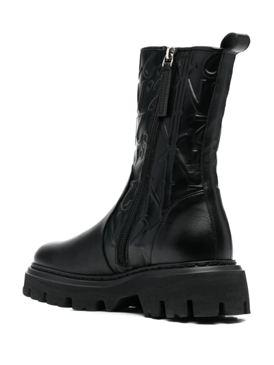 N°21 Logo-embossed Combat Ankle Boots In Black