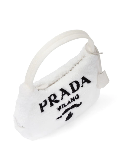 Shop Prada Re-edition 2000 Terry-effect Mini Bag In White