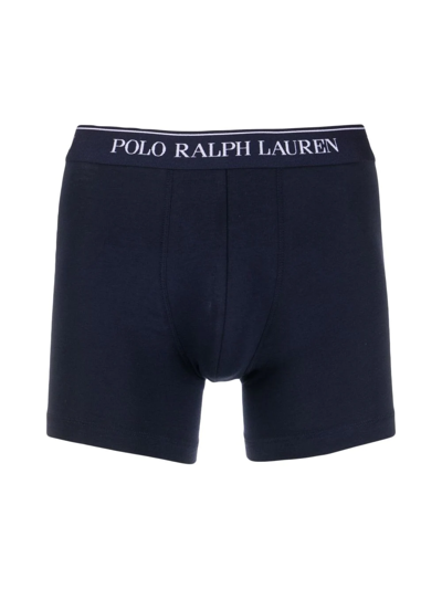 Shop Polo Ralph Lauren Logo Waistband Boxer Briefs 3 Pack In Blue