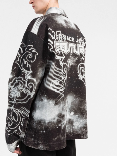 Shop Versace Jeans Couture Space Couture-print Long-sleeved Shirt In Black