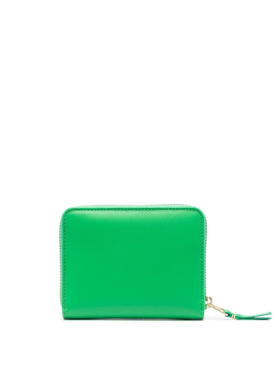 Shop Comme Des Garçons Leather Zipped Wallet In Green