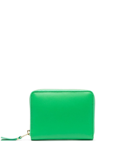 Comme Des Garçons Leather Zipped Wallet In Green