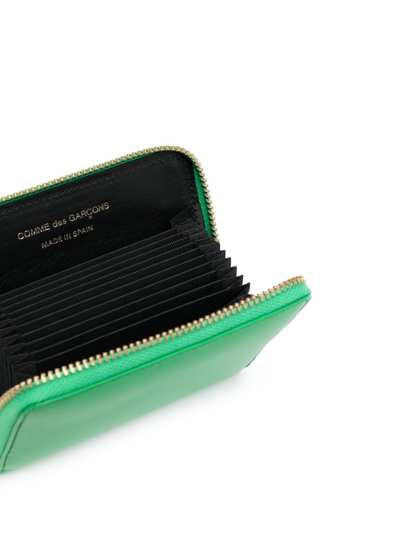 Comme Des Garçons Leather Zipped Wallet In Green