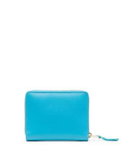 Shop Comme Des Garçons Leather Zip Wallet In Blue