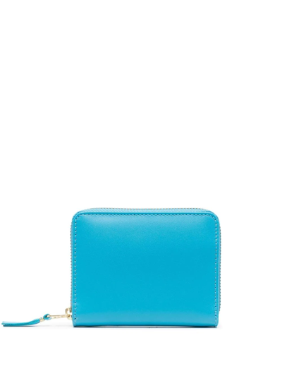 Shop Comme Des Garçons Leather Zip Wallet In Blue