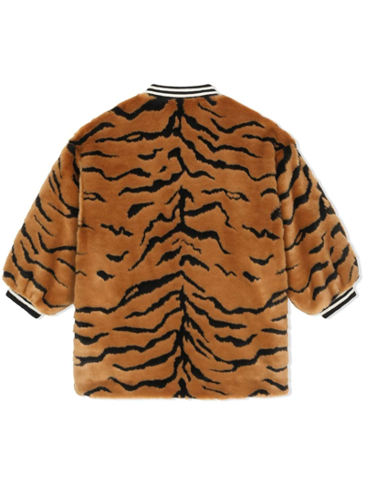 Shop Dolce & Gabbana Tiger-print Varsity Jacket In Brown