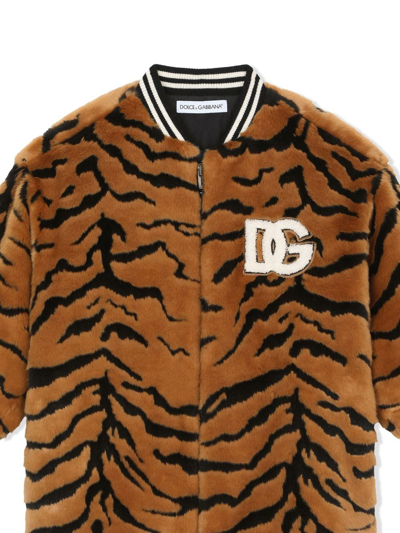 Shop Dolce & Gabbana Tiger-print Varsity Jacket In Brown