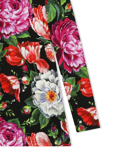 Dolce & Gabbana Floral-print Mock Neck Dress In Black