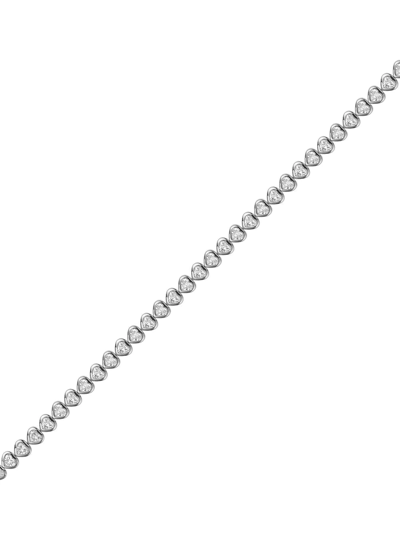 Pragnell 18kt White Gold Heart-shaped Diamond Line Bracelet In Silver