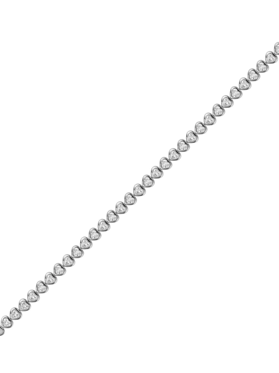 Shop Pragnell 18kt White Gold Heart-shaped Diamond Line Bracelet In Silver