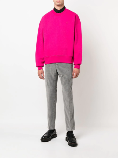 Shop Ami Alexandre Mattiussi Embroidered Cotton Sweatshirt In Pink