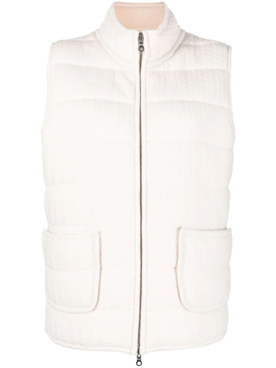 Shop Arch 4 Textured-knit Padded Gilet Jacket In Neutrals