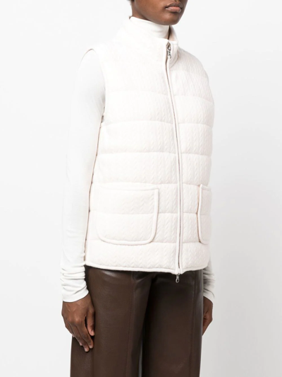 Shop Arch 4 Textured-knit Padded Gilet Jacket In Neutrals