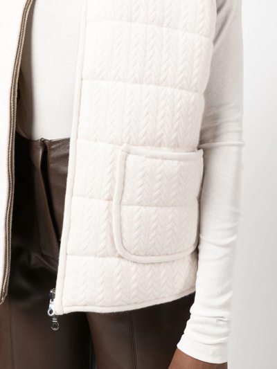 Shop Arch 4 Textured-knit Padded Gilet Jacket In Neutrals