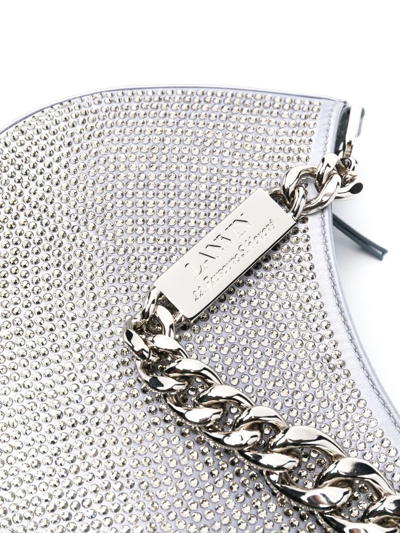 Shop Lanvin Rhinestone-embellished Shoulder Bag In Silver