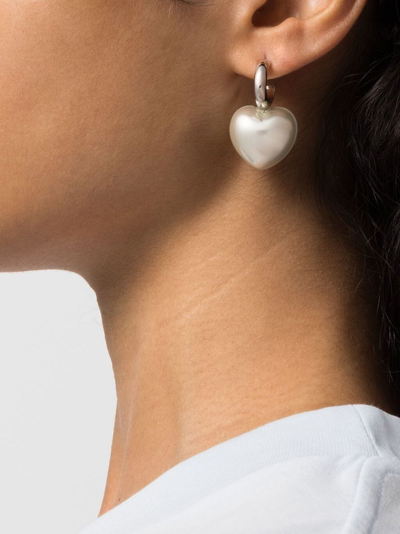 Shop Simone Rocha Heart Hoop Earrings In White