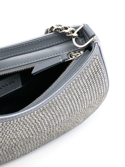 Shop Lanvin Rhinestone-embellished Shoulder Bag In Silver