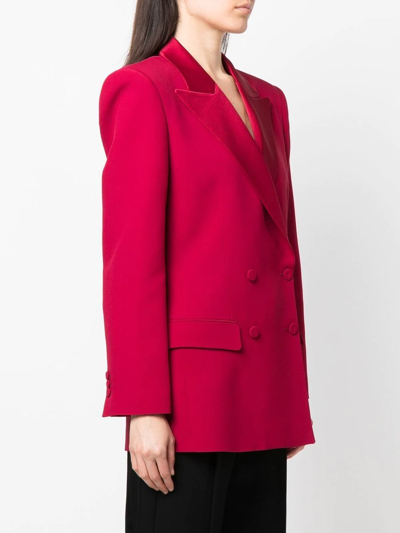 Shop Alberta Ferretti Double-breasted Tailored Blazer In Red