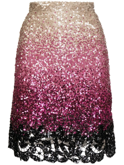 Ermanno Scervino Sequinned Gradient-effect Mini Dress In Pink