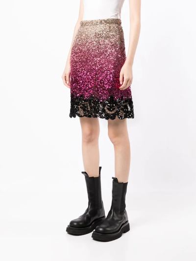 Ermanno Scervino Sequinned Gradient-effect Mini Dress In Pink