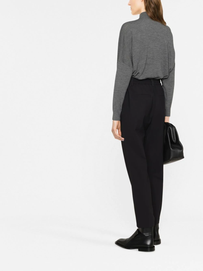 Shop Brunello Cucinelli High-waisted Tapered Trousers In Black