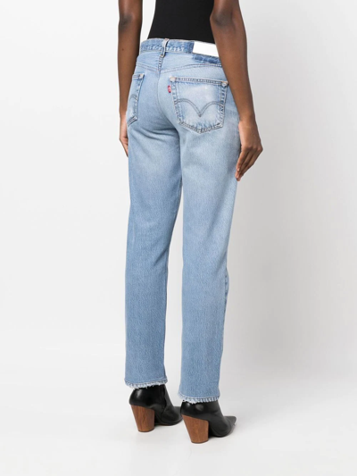 Shop Re/done Distressed Straight-leg Jeans In Blue